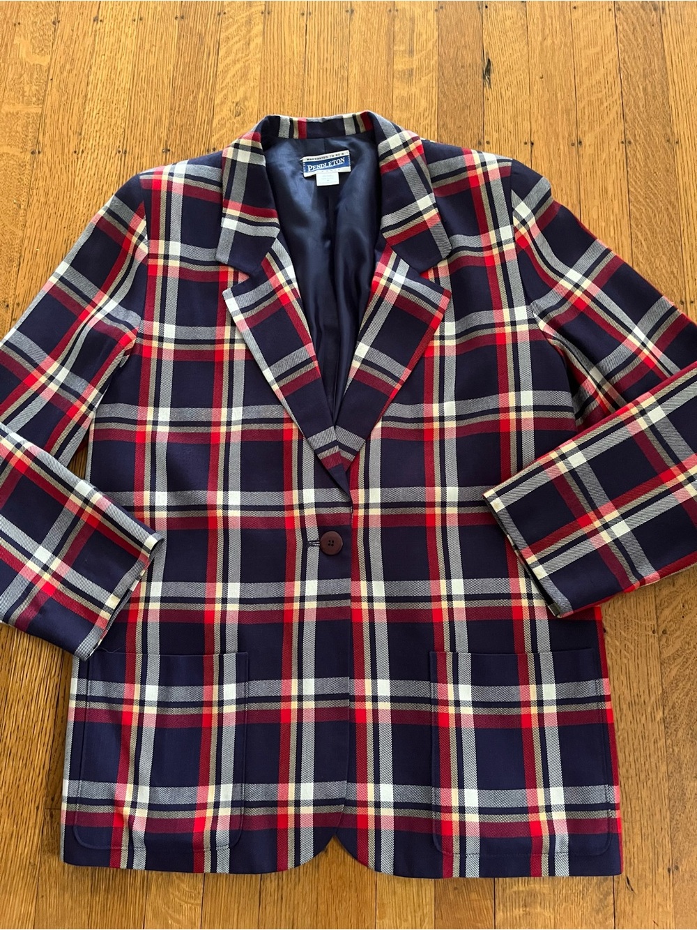 Pendleton Navy, Red & Cream Plaid Women's Blazer